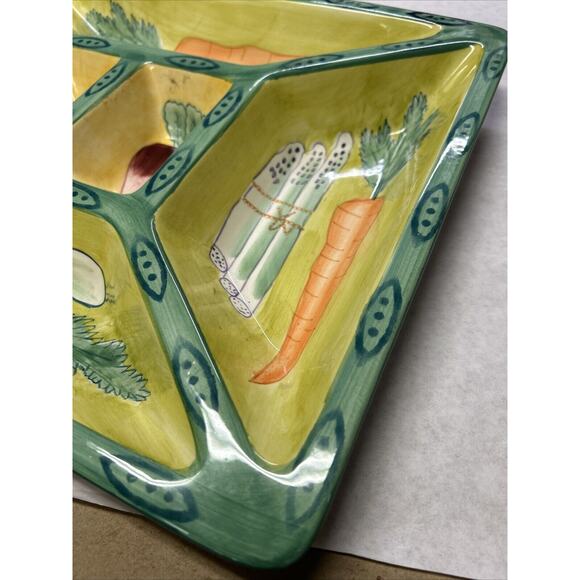 Clay Art Divided Garden Harvest Hand Painted 1998 Vintage In Mint Condition - Picture 2 of 10